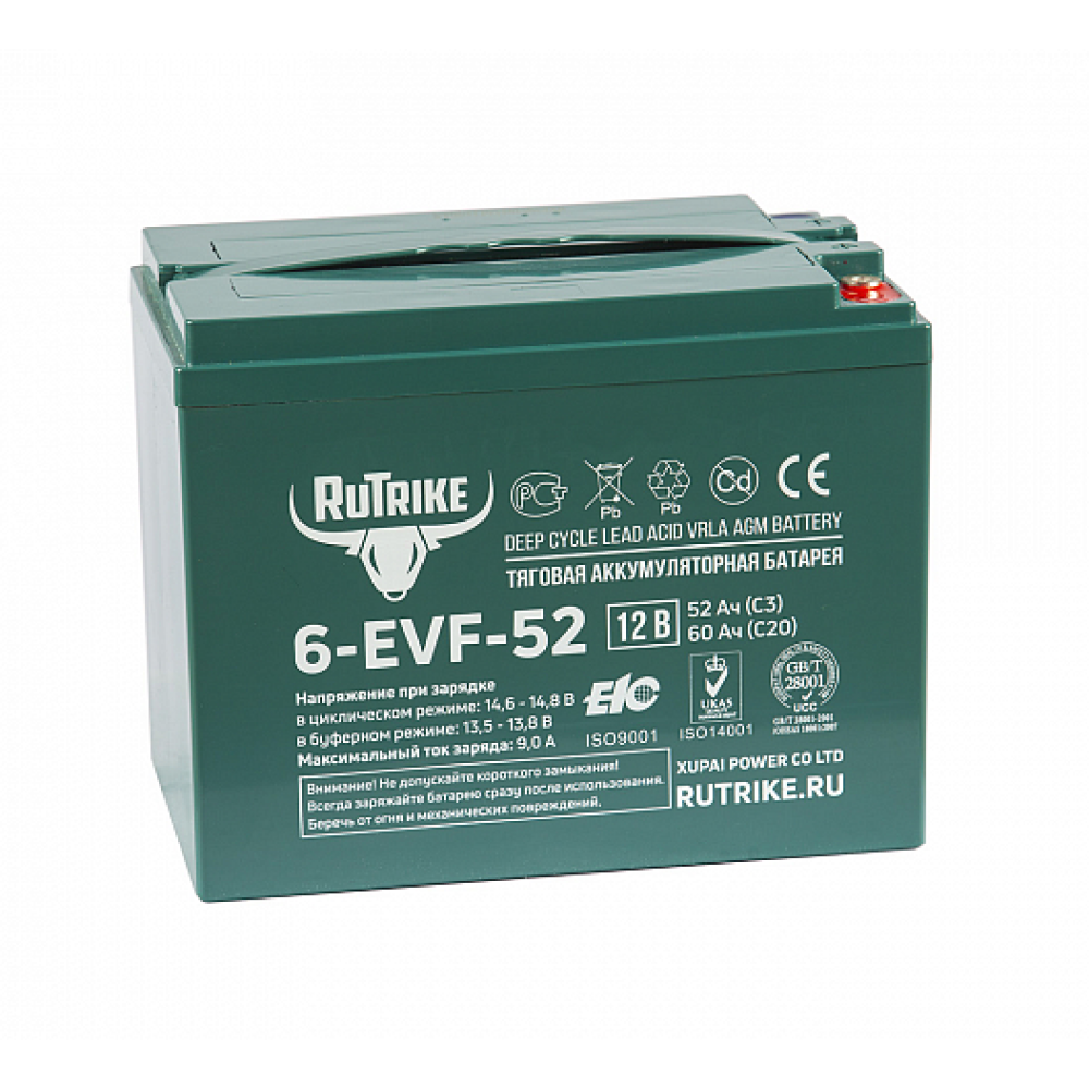 Тяговый аккумулятор RuTrike 6-EVF-52 (12V52A/H C3) 1